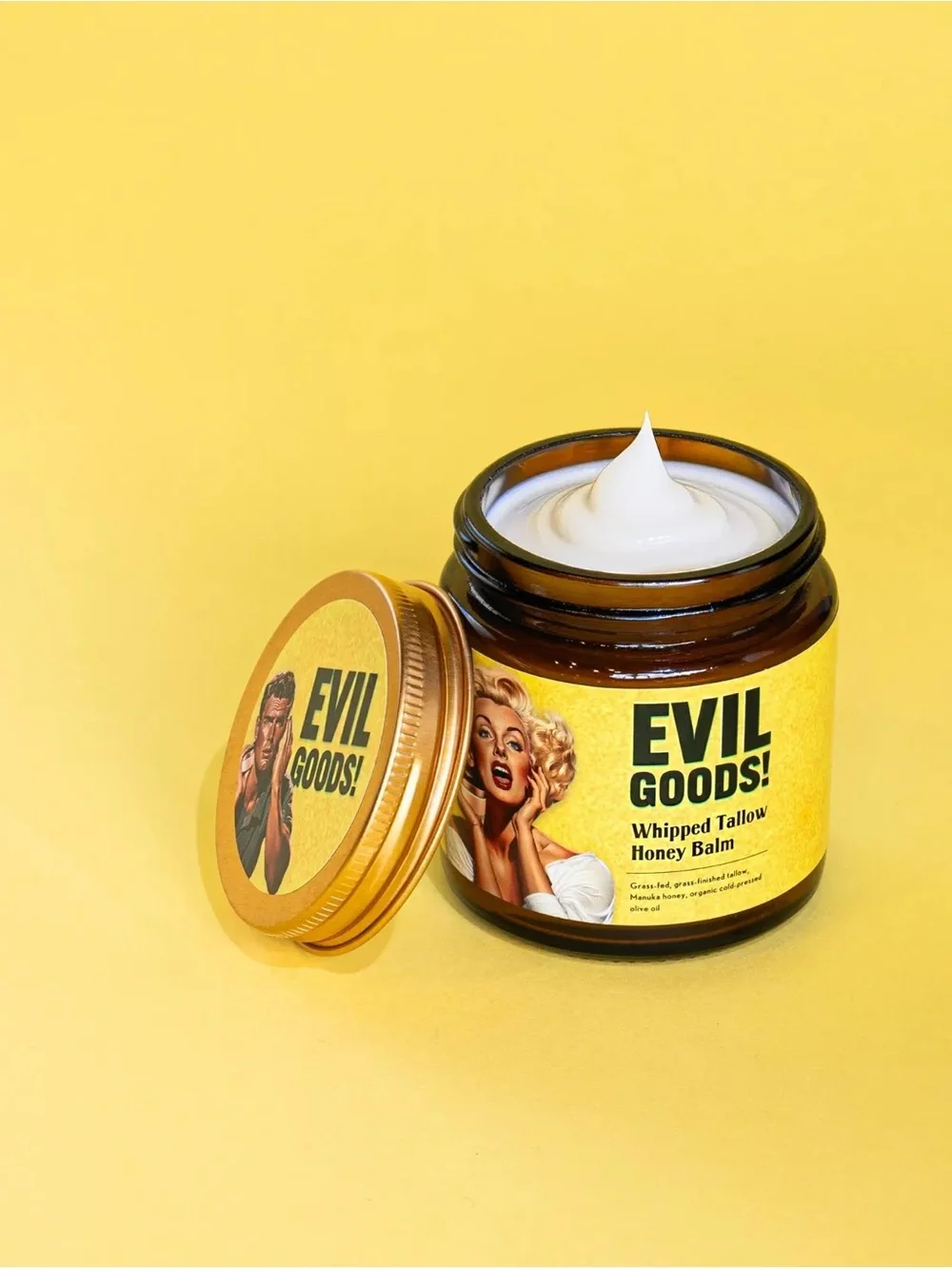 Evil Goods Grassfed Whipped Tallow Honey Balm - Yellow 120 grams